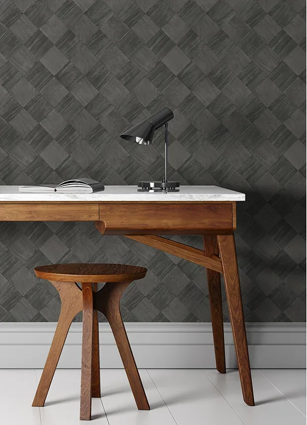 A-Street Prints Thriller Black Wood Tile Wallpaper | Wallpaper Twins A-Street Prints Thriller Black Wood Tile Wallpaper - SKU 2988-70800