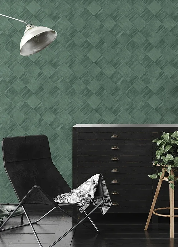 A-Street Prints Thriller Green Wood Tile Wallpaper - SKU 2988-70804
