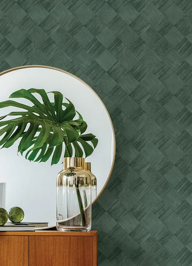 A-Street Prints Thriller Green Wood Tile Wallpaper - SKU 2988-70804