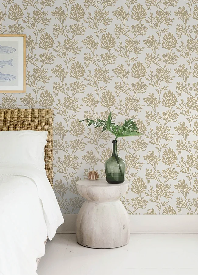 A-Street Prints Tortuga Gold Coral Weave Wallpaper - SKU 4172-82002