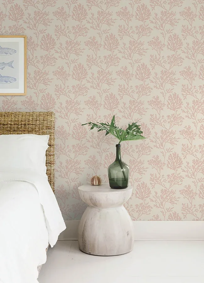 A-Street Prints Tortuga Pink Coral Weave Wallpaper - SKU 4172-82000