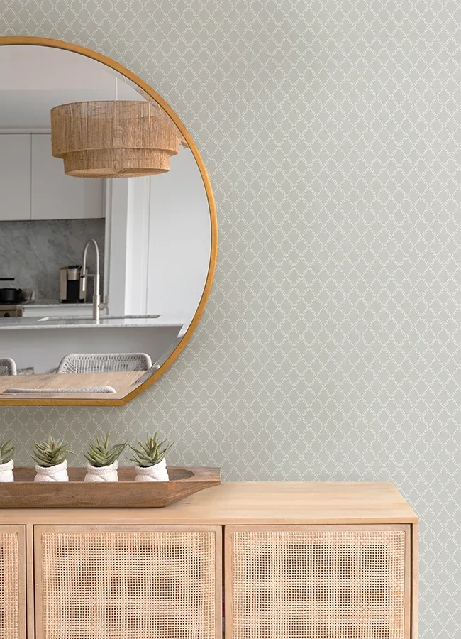 A-Street Prints Trevor Grey Leaf Trellis Wallpaper - SKU 4143-34005