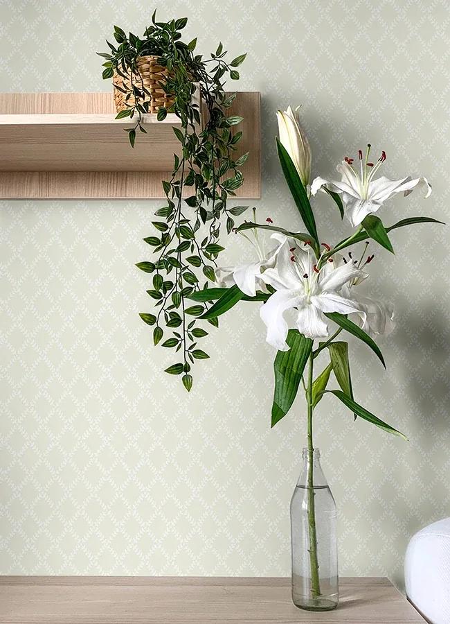 A-Street Prints Trevor Khaki Leaf Trellis Wallpaper - SKU 4143-34002