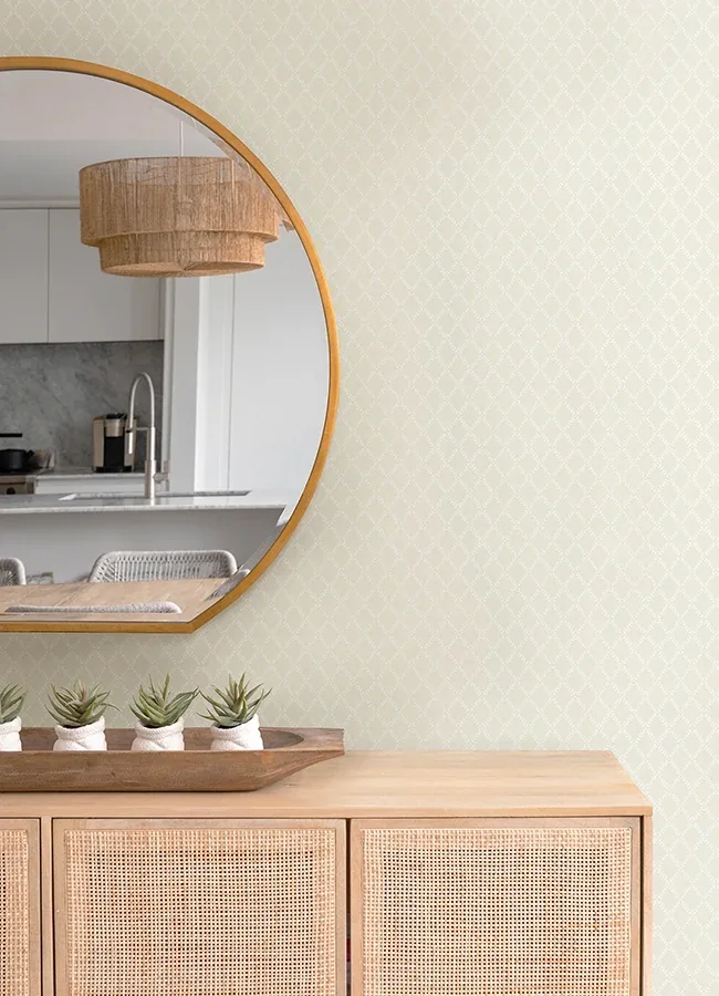 A-Street Prints Trevor Khaki Leaf Trellis Wallpaper - SKU 4143-34002