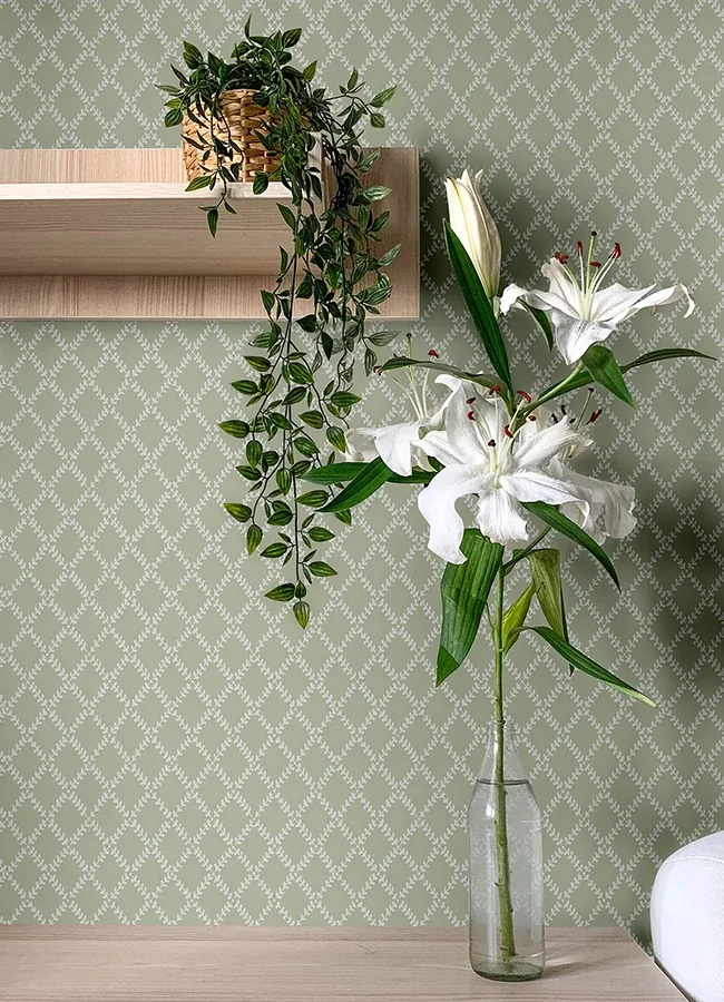 A-Street Prints Trevor Moss Leaf Trellis Wallpaper - SKU 4143-34037