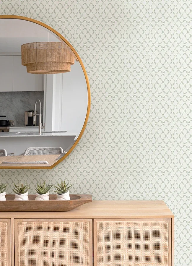 A-Street Prints Trevor Sage Leaf Trellis Wallpaper - SKU 4143-34036