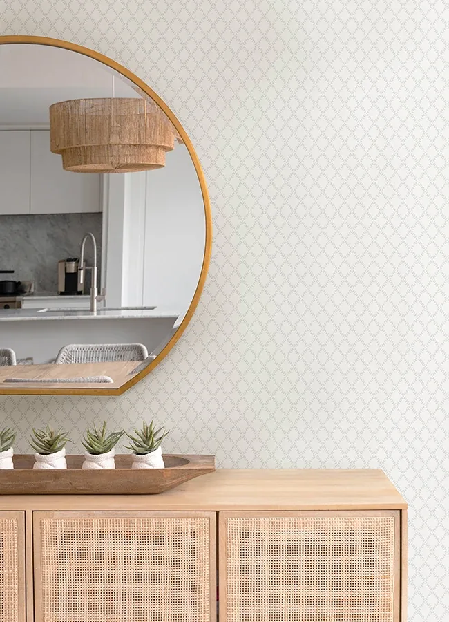 A-Street Prints Trevor White Leaf Trellis Wallpaper - SKU 4143-34001