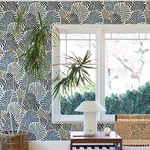 A-Street Prints Trousdale Dark Blue Fanning Flora Wallpaper - SKU 4034-72124