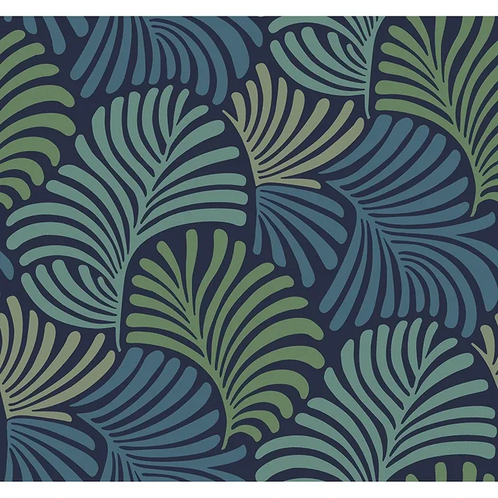 4034-72125 | Trousdale Navy Fanning Flora Wallpaper