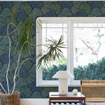 A-Street Prints Trousdale Navy Fanning Flora Wallpaper - SKU 4034-72125