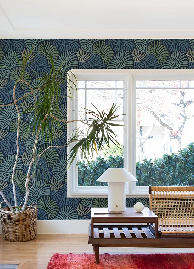 A-Street Prints Trousdale Navy Fanning Flora Wallpaper - SKU 4034-72125
