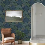 A-Street Prints Trousdale Navy Fanning Flora Wallpaper - SKU 4034-72125