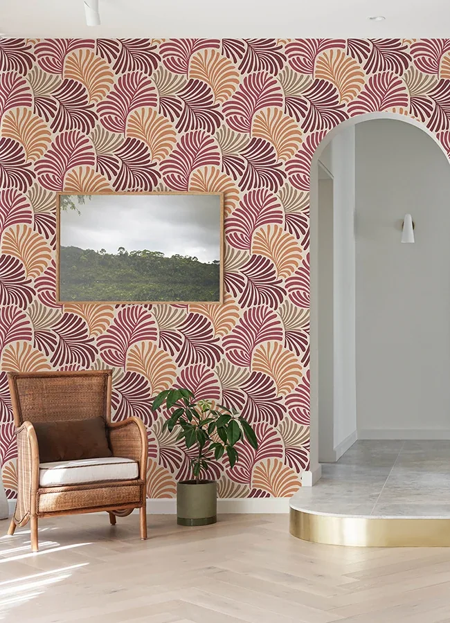 A-Street Prints Trousdale Raspberry Fanning Flora Wallpaper - SKU 4034-72128