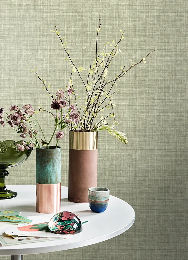 A-Street Prints Tuckernuck Green Linen Wallpaper - SKU 4046-25792
