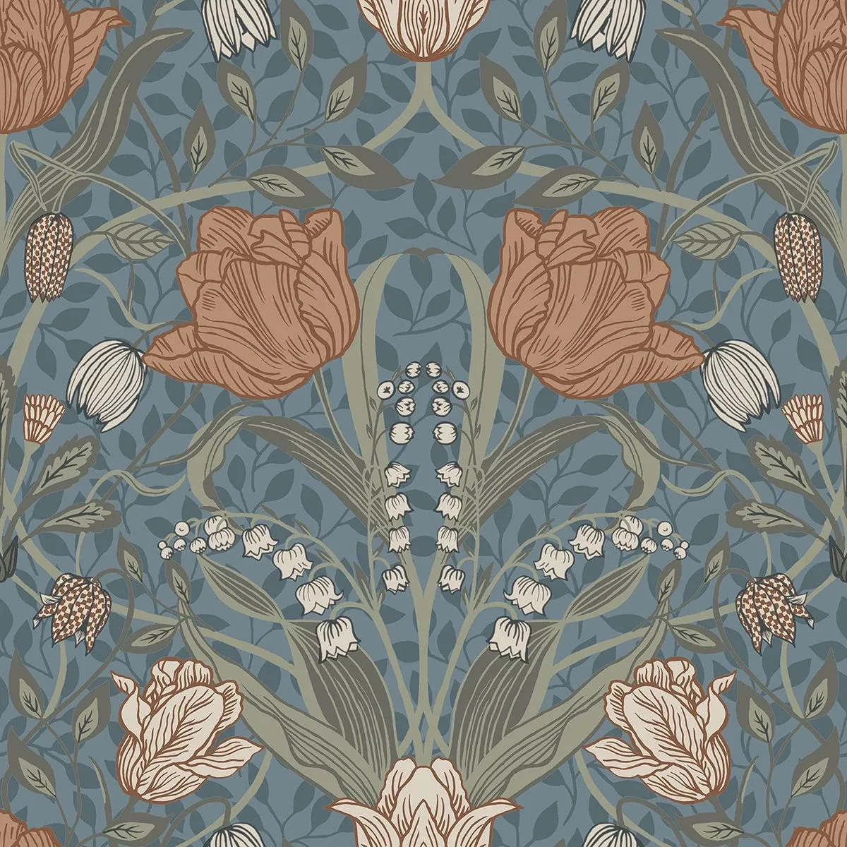A-Street Prints Tulipa Blue Floral Wallpaper - SKU 2948-33009