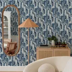 A-Street Prints Tulum Blue Surreal Shapes Wallpaper - SKU 4135-72700