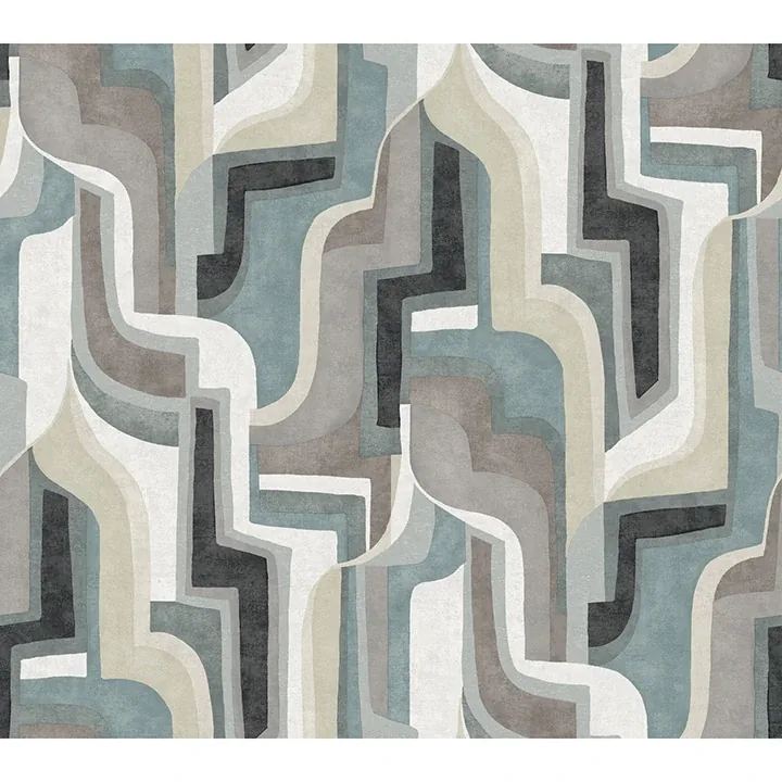 4135-72702 | Tulum Denim Surreal Shapes Wallpaper