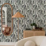 A-Street Prints Tulum Denim Surreal Shapes Wallpaper - SKU 4135-72702