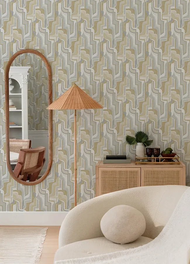 A-Street Prints Tulum Khaki Surreal Shapes Wallpaper - SKU 4135-72703