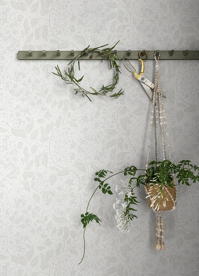 A-Street Prints Turi Light Grey Twining Vines Wallpaper - SKU 4143-22021