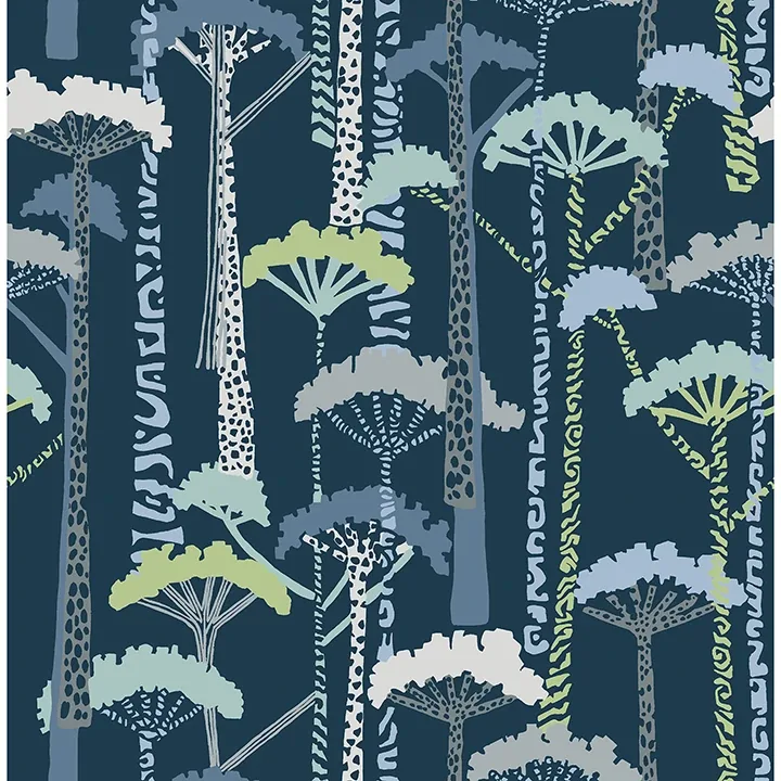 A-Street Prints Unify Indigo Forest Wallpaper - SKU 4146-27208