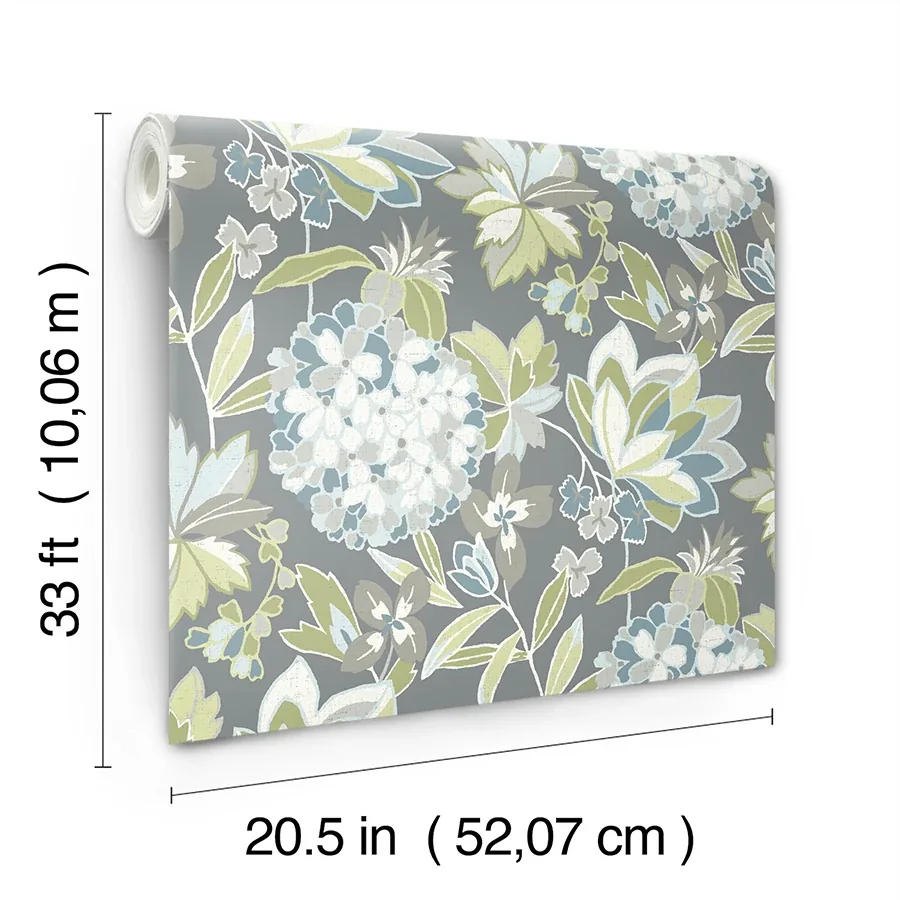 A-Street Prints Valdivian Aqua Floral Wallpaper - SKU 4146-27227