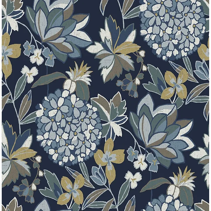 A-Street Prints Valdivian Indigo Floral Wallpaper - SKU 4146-27228