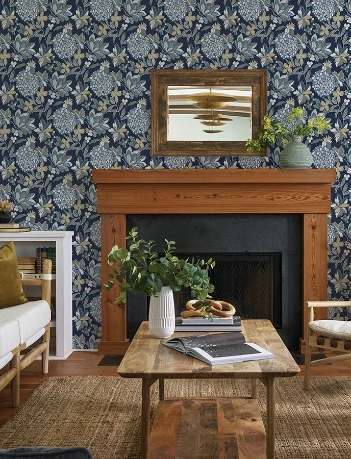 A-Street Prints Valdivian Indigo Floral Wallpaper - SKU 4146-27228