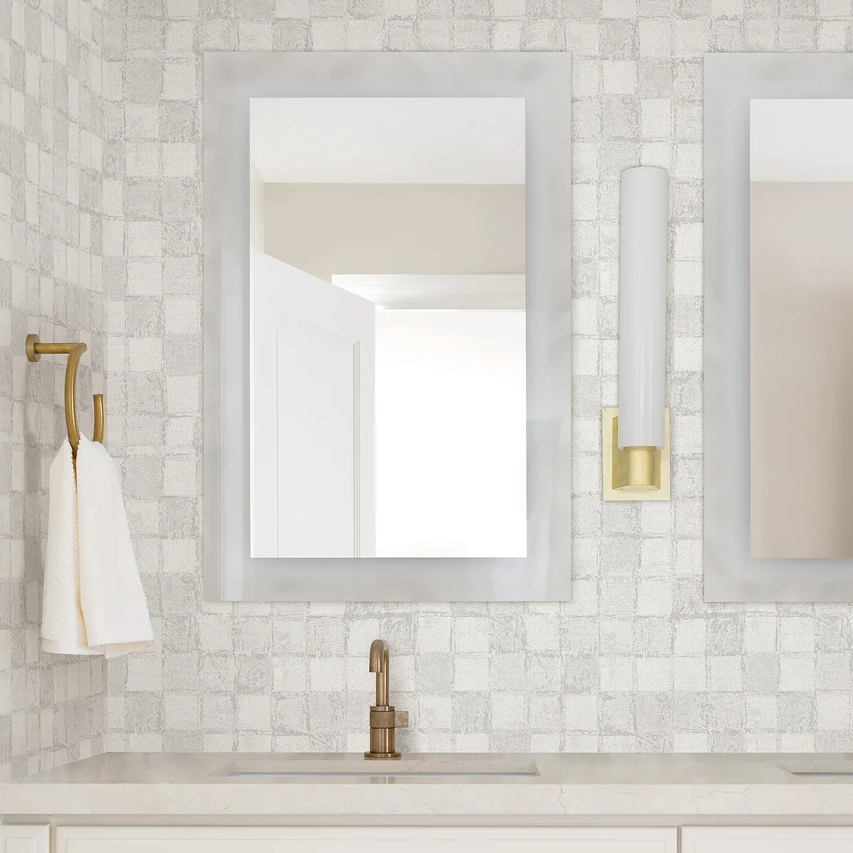 A-Street Prints Varak Platinum Checkerboard Wallpaper | Wallpaper Twins A-Street Prints Varak Platinum Checkerboard Wallpaper - SKU 4019-86419