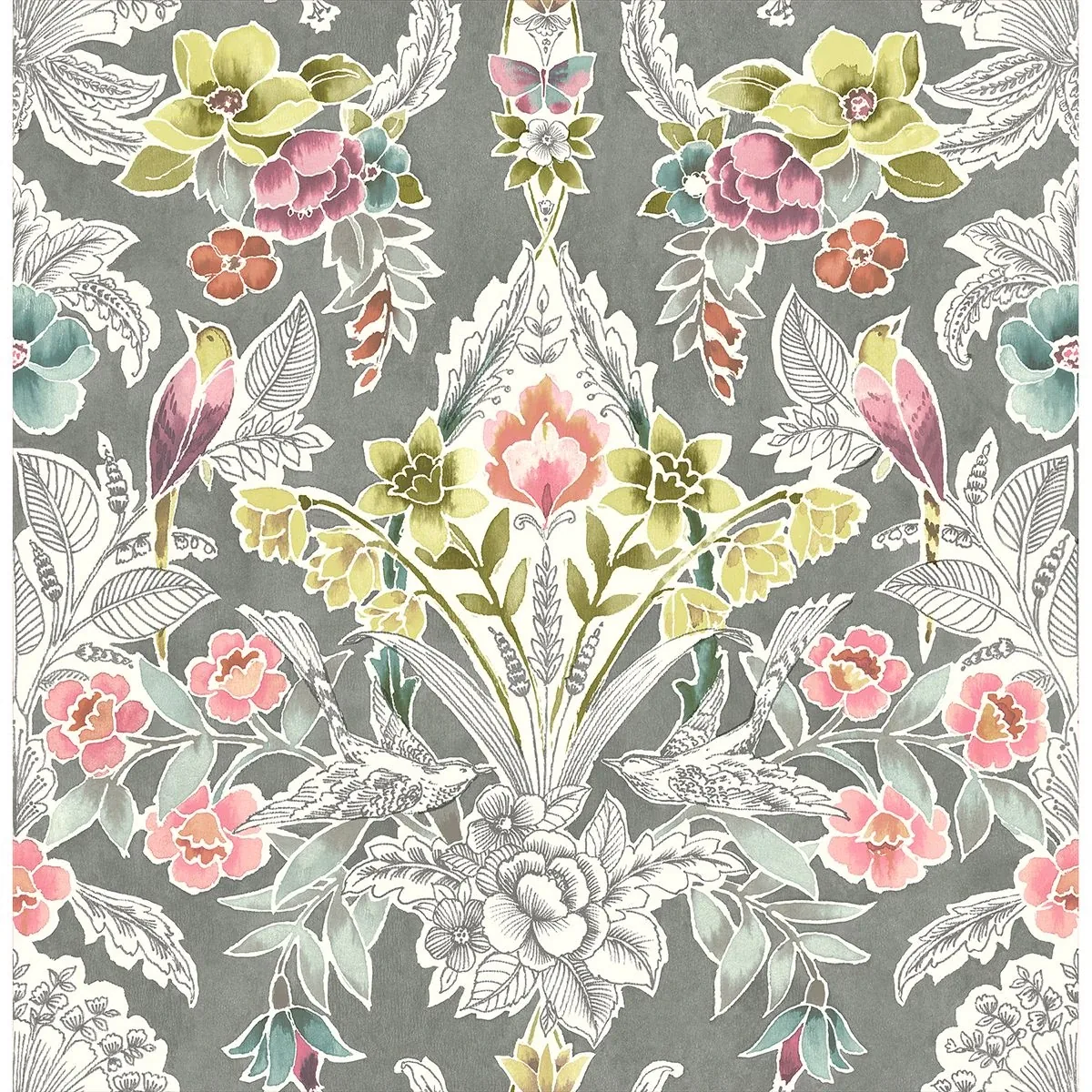 A-Street Prints Vera Multicolor Floral Damask Wallpaper - SKU 2903-25860