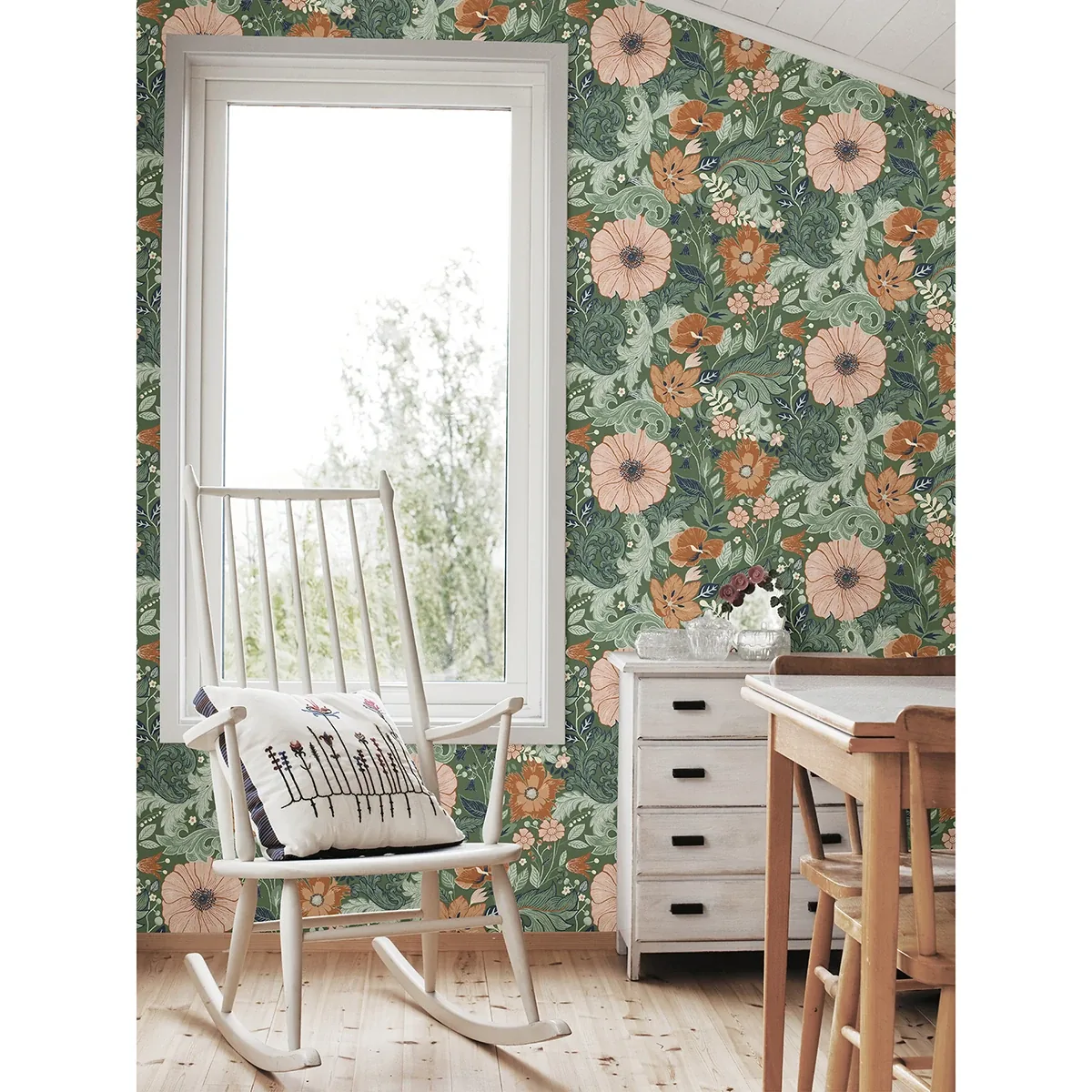 A-Street Prints Victoria Green Floral Nouveau Wallpaper | Wallpaper Twins A-Street Prints Victoria Green Floral Nouveau Wallpaper - SKU 2999-13109