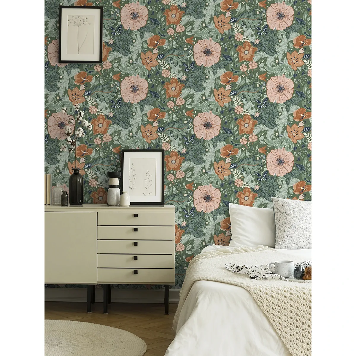 A-Street Prints Victoria Green Floral Nouveau Wallpaper | Wallpaper Twins A-Street Prints Victoria Green Floral Nouveau Wallpaper - SKU 2999-13109