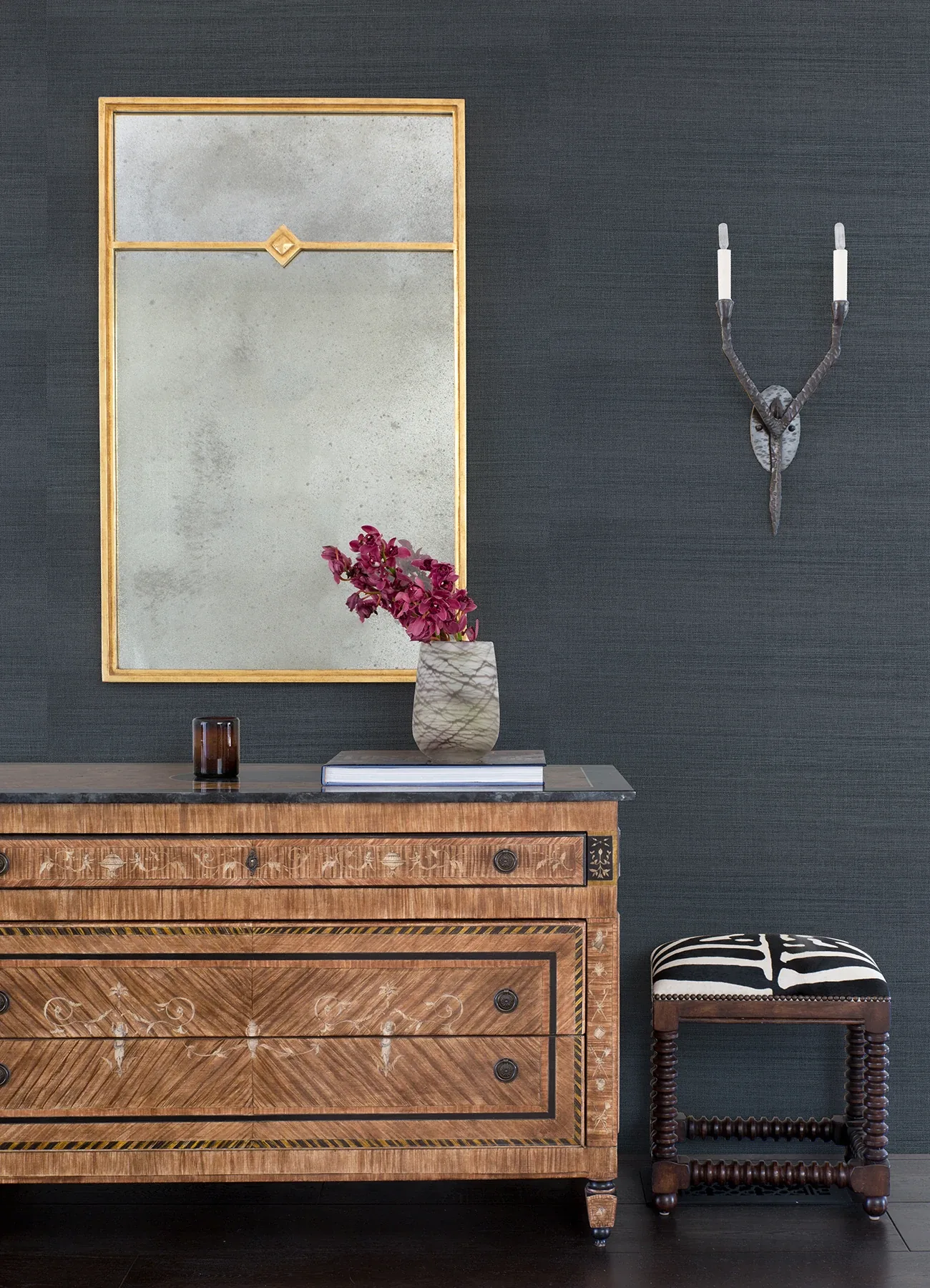A-Street Prints Victoria Indigo Sisal Grasscloth Wallpaper | Wallpaper Twins A-Street Prints Victoria Indigo Sisal Grasscloth Wallpaper - SKU 2923-80015