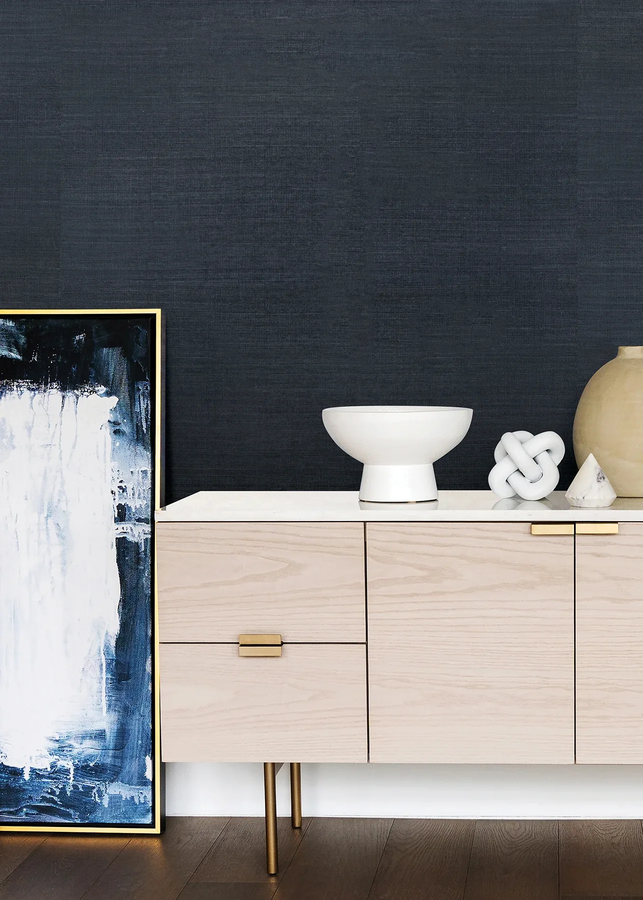 A-Street Prints Victoria Indigo Sisal Grasscloth Wallpaper | Wallpaper Twins A-Street Prints Victoria Indigo Sisal Grasscloth Wallpaper - SKU 2923-80015