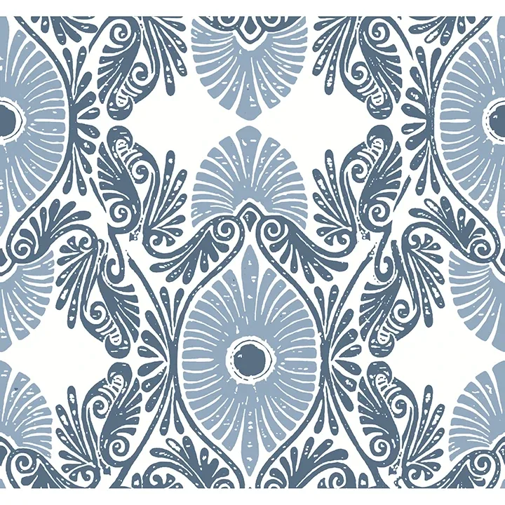 A-Street Prints Villa Blue Embellished Ogee Wallpaper - SKU 4122-72401