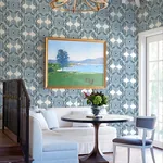 A-Street Prints Villa Blue Embellished Ogee Wallpaper - SKU 4122-72401