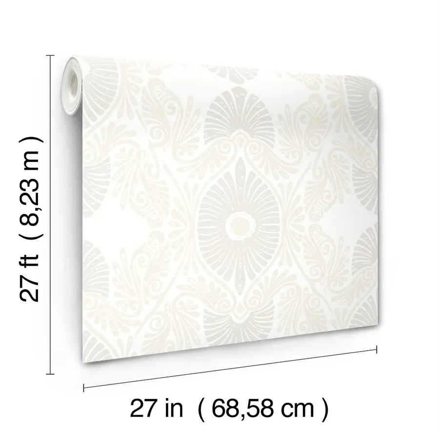 A-Street Prints Villa Bone Embellished Ogee Wallpaper | Wallpaper Twins A-Street Prints Villa Bone Embellished Ogee Wallpaper - SKU 4122-72402