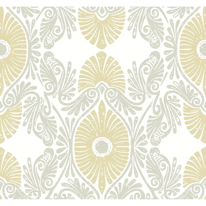 A-Street Prints Villa Light Yellow Embellished Ogee Wallpaper - SKU 4122-72400