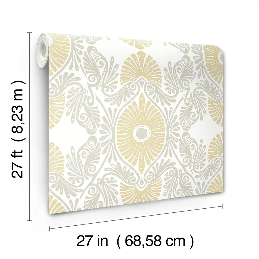 A-Street Prints Villa Light Yellow Embellished Ogee Wallpaper | Wallpaper Twins A-Street Prints Villa Light Yellow Embellished Ogee Wallpaper - SKU 4122-72400