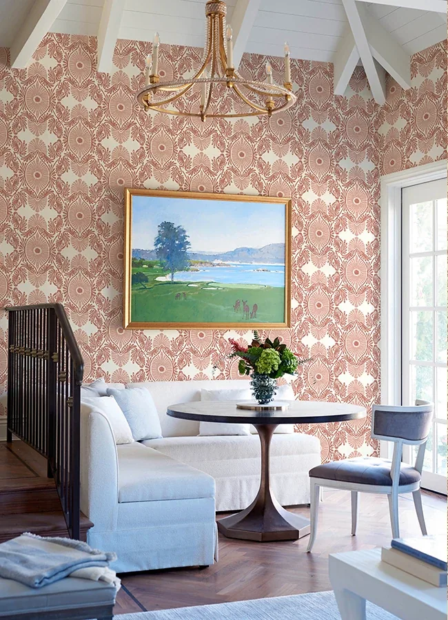 A-Street Prints Villa Raspberry Embellished Ogee Wallpaper - SKU 4122-72403