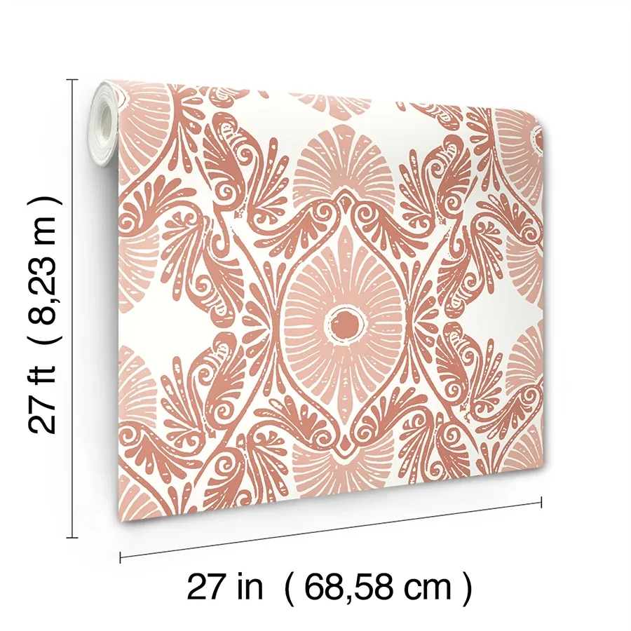 A-Street Prints Villa Raspberry Embellished Ogee Wallpaper | Wallpaper Twins A-Street Prints Villa Raspberry Embellished Ogee Wallpaper - SKU 4122-72403
