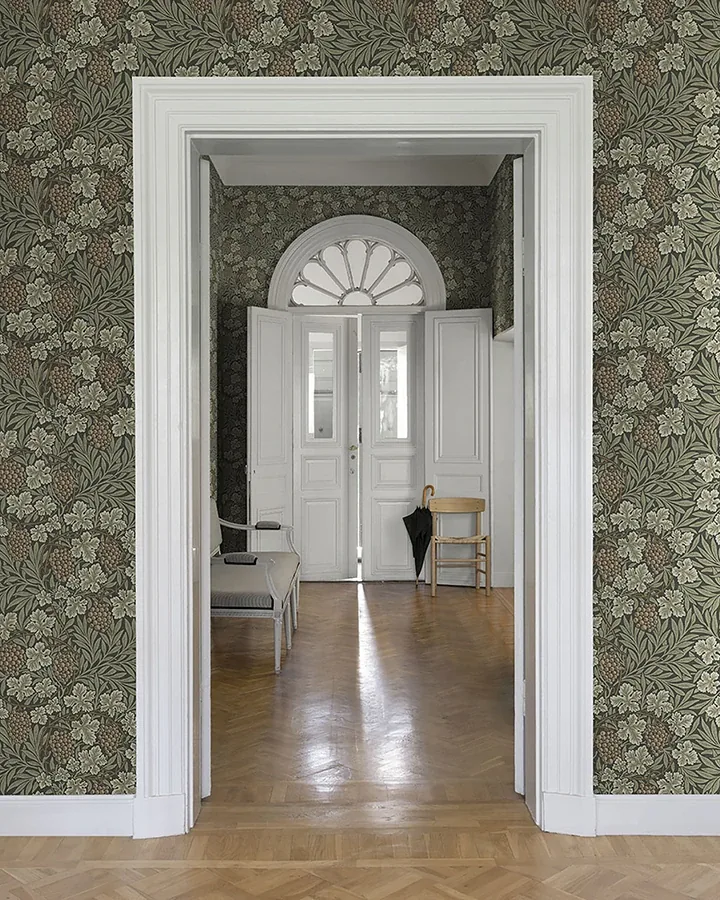 A-Street Prints Vine Dark Green Woodland Fruits Wallpaper - SKU 4153-82020