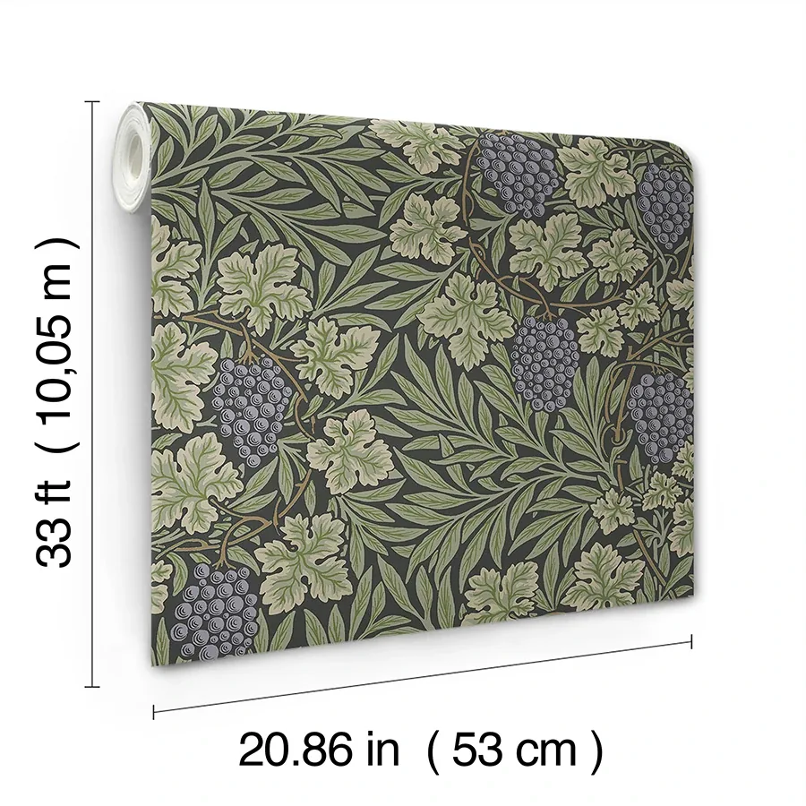 A-Street Prints Vine Dark Green Woodland Fruits Wallpaper | Wallpaper Twins A-Street Prints Vine Dark Green Woodland Fruits Wallpaper - SKU 4153-82020
