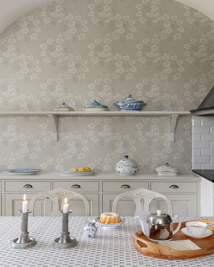 A-Street Prints Vine Light Grey Woodland Fruits Wallpaper - SKU 4153-82017
