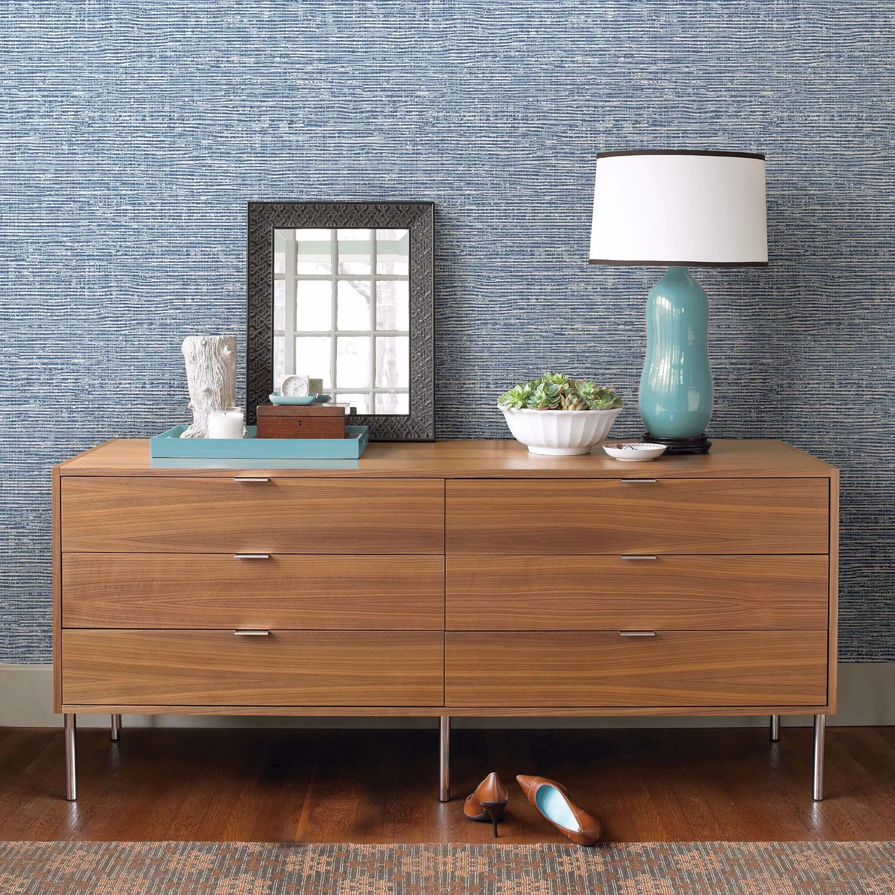 A-Street Prints Vivanta Blue Texture Wallpaper - SKU 2949-60402