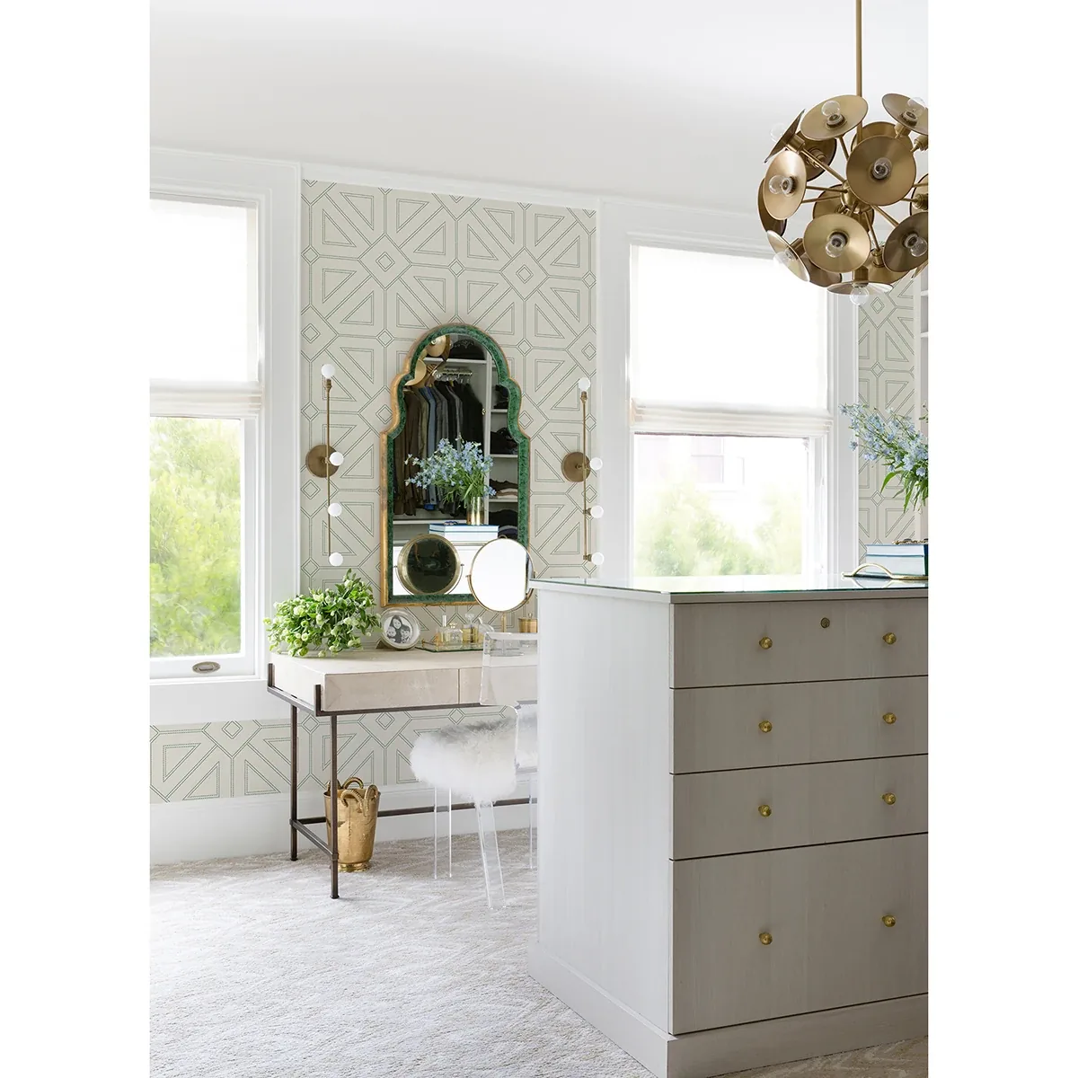 A-Street Prints Voltaire Green Beaded Geometric Wallpaper | Wallpaper Twins A-Street Prints Voltaire Green Beaded Geometric Wallpaper - SKU 2973-87373