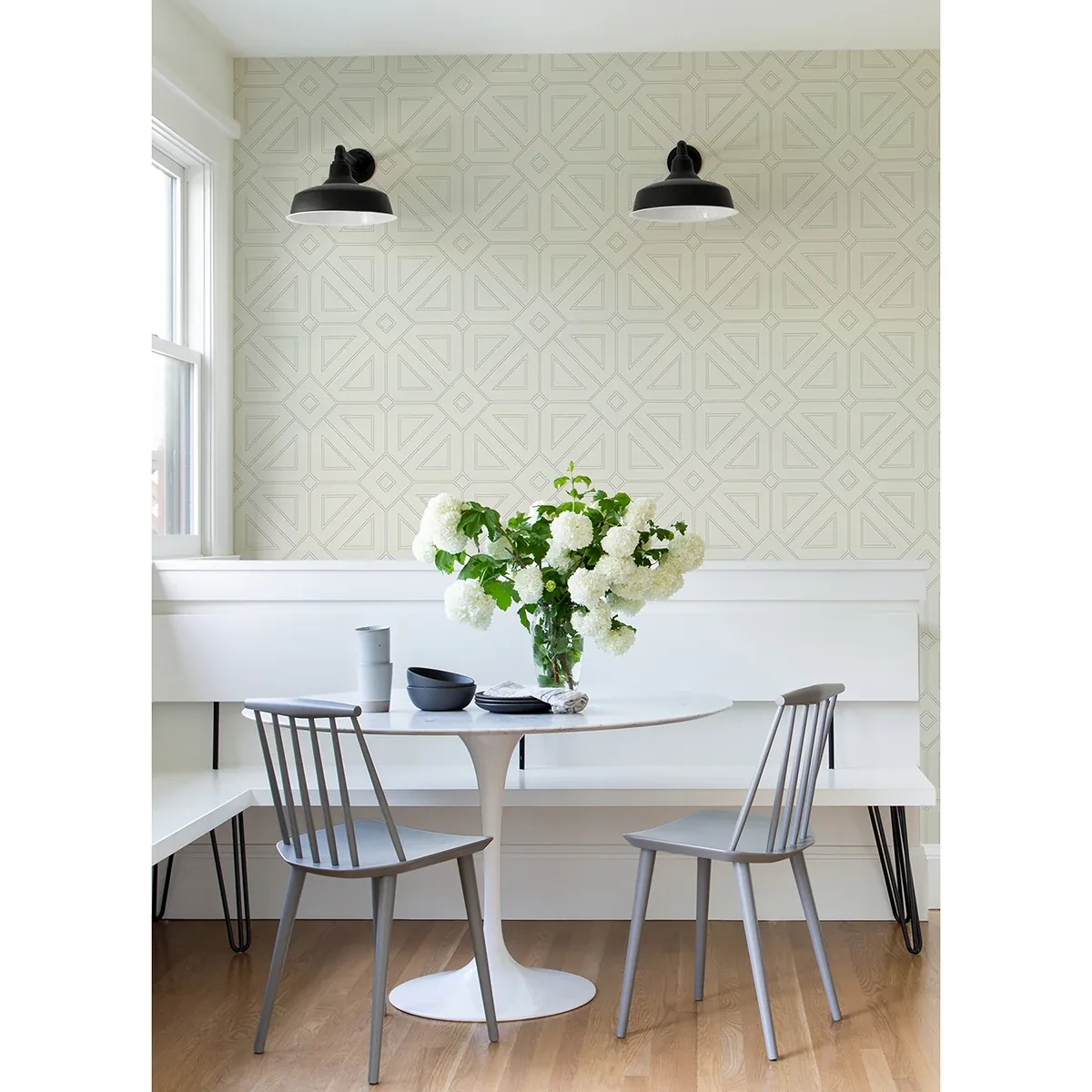 A-Street Prints Voltaire Grey Beaded Geometric Wallpaper - SKU 2973-87371