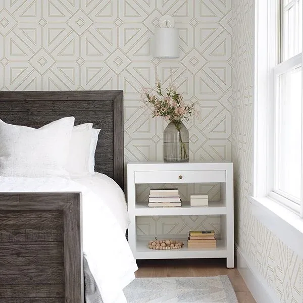 A-Street Prints Voltaire Ivory Beaded Geometric Wallpaper | Wallpaper Twins A-Street Prints Voltaire Ivory Beaded Geometric Wallpaper - SKU 2902-87335