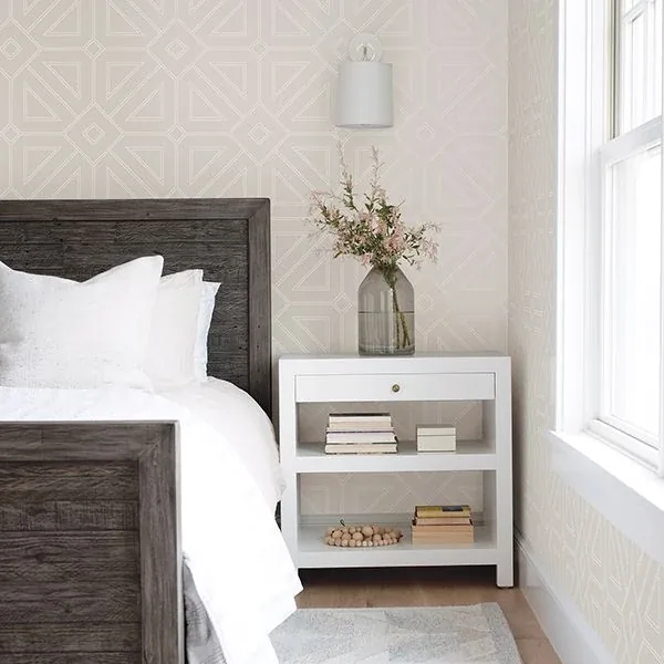 A-Street Prints Voltaire Platinum Beaded Geometric Wallpaper - SKU 2902-87338