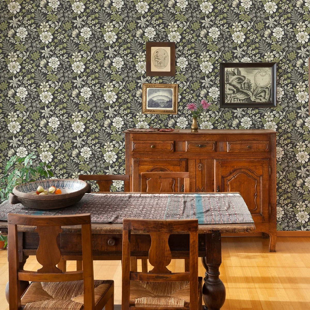 A-Street Prints Voysey Black Floral Wallpaper - SKU 2970-87535